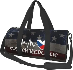 Czech Republic Heartbeat Duffel Bag Gym Bag Travel Sports Tote Large Foldable Beach Swim Yoga2