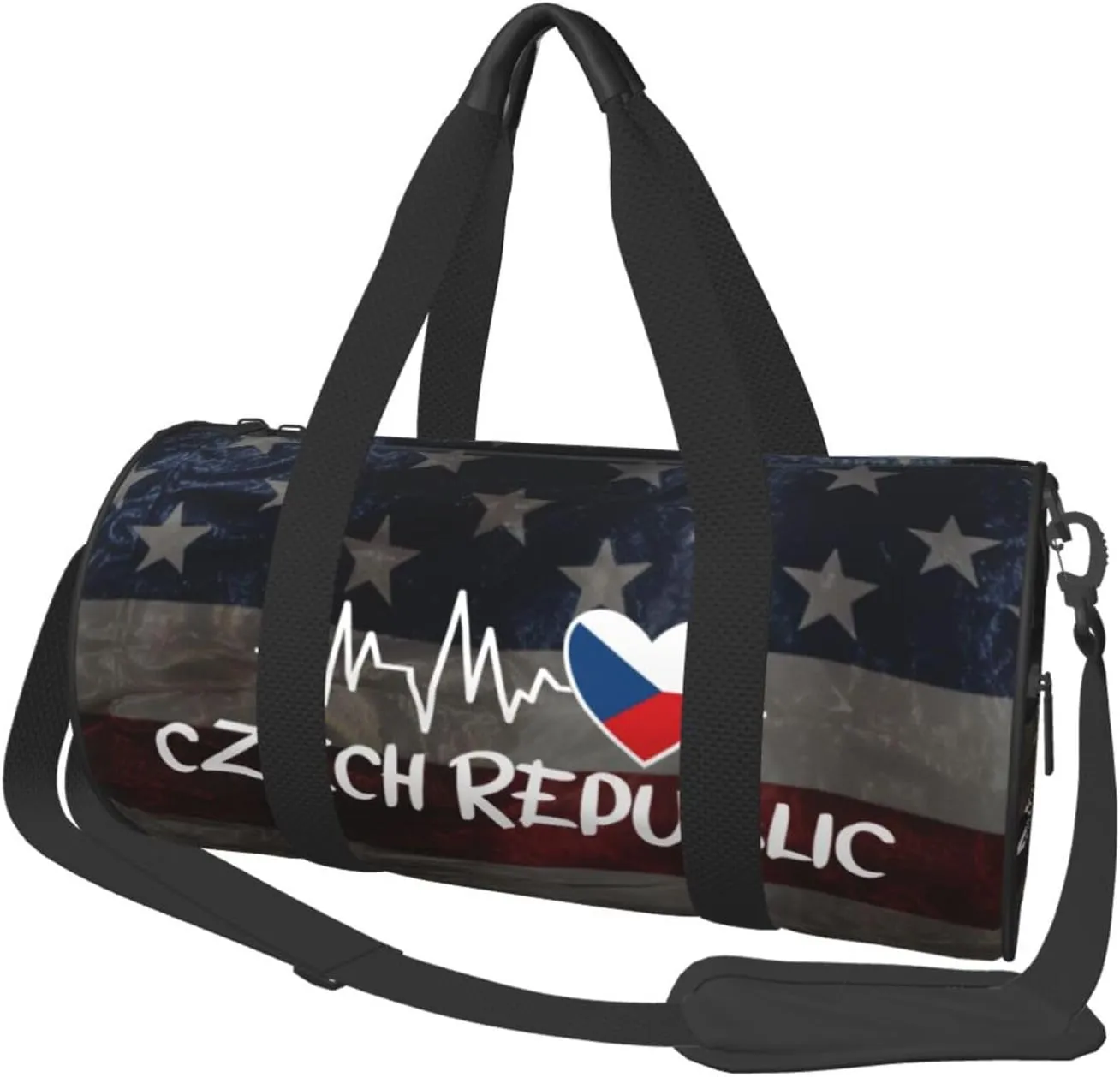 Czech Republic Heartbeat Duffel Bag Gym Bag Travel Sports Tote Large Foldable Beach Swim Yoga2