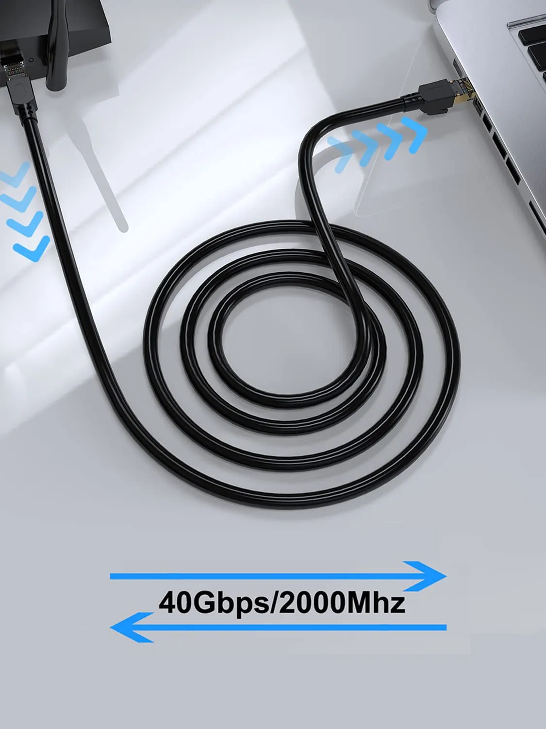Dacrown Cat 8 Ethernet Cable 50 ft Shielded, Indoor&Outdoor, Heavy Duty High Speed Direct Burial 26AWG Network Wire, 40Gbps 2000Mhz SFTP Patch Cord, in Wall&Weatherproof RJ45 Cable for Router/Modem