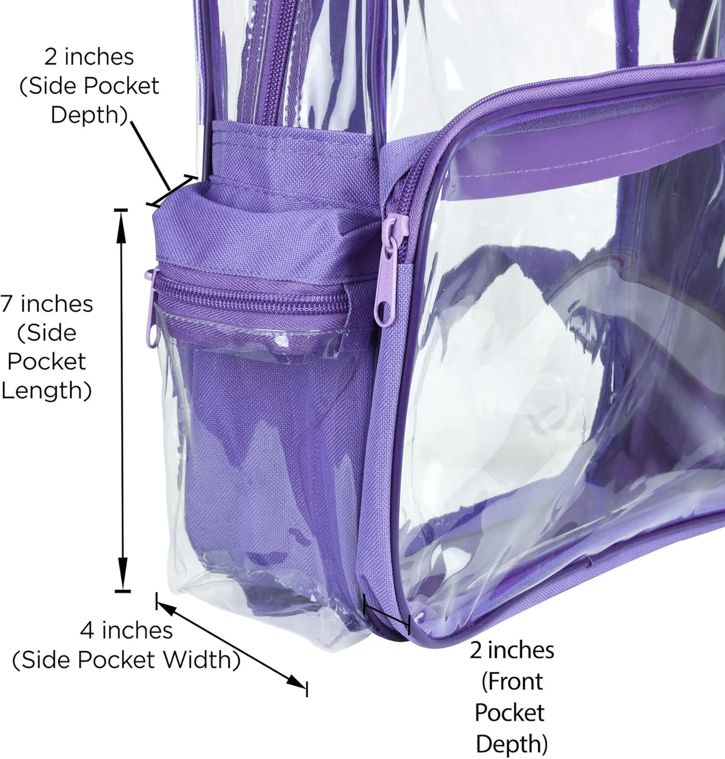 DALIX Small Clear Backpack Bag in Purple