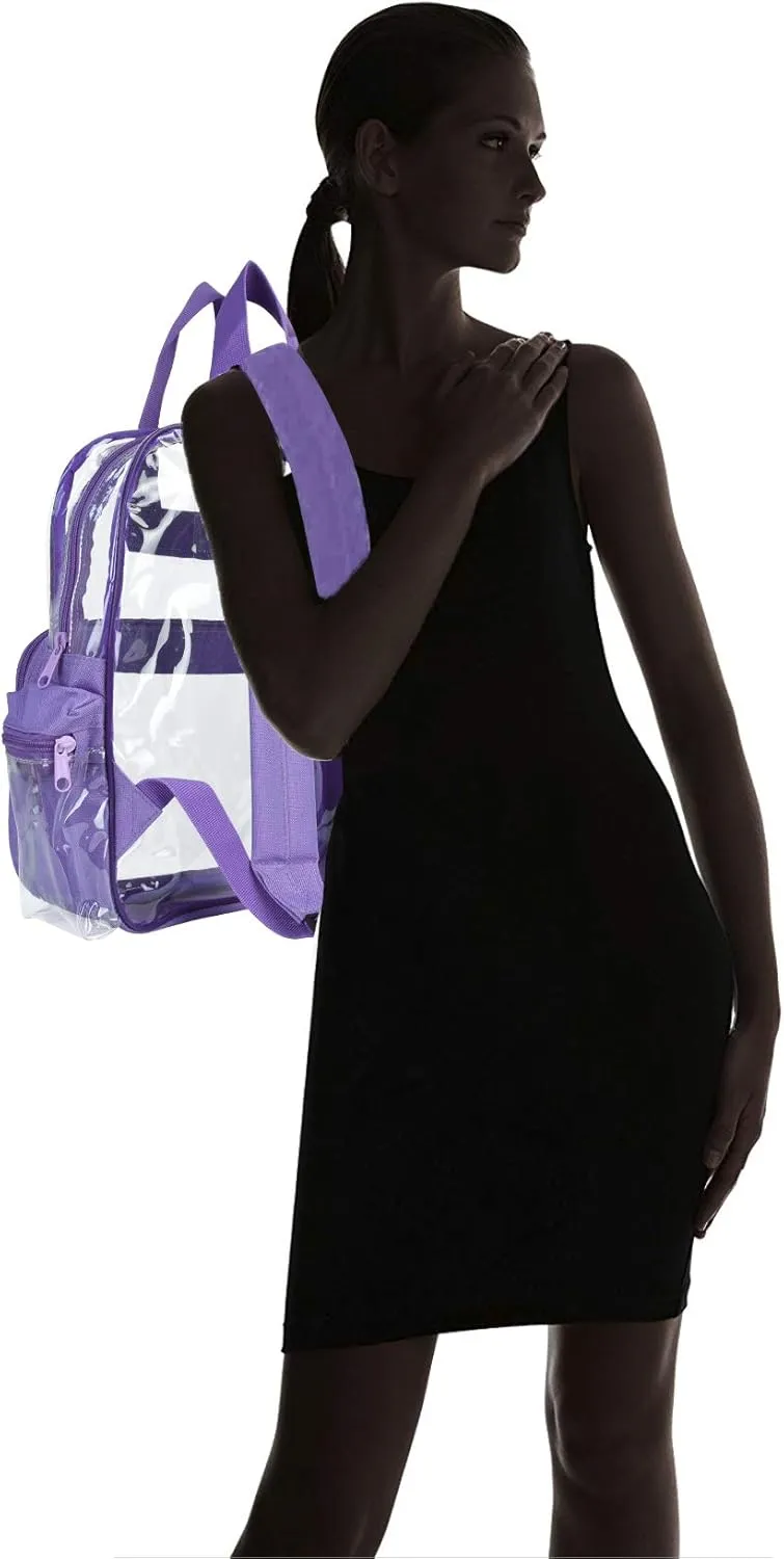 DALIX Small Clear Backpack Bag in Purple