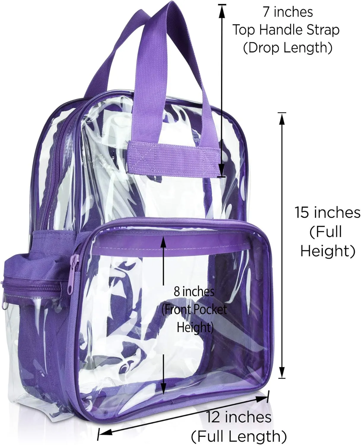 DALIX Small Clear Backpack Bag in Purple