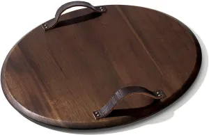 Dansk Hamund Cheese Board with Leather Handles, 2.85 LB, Brown