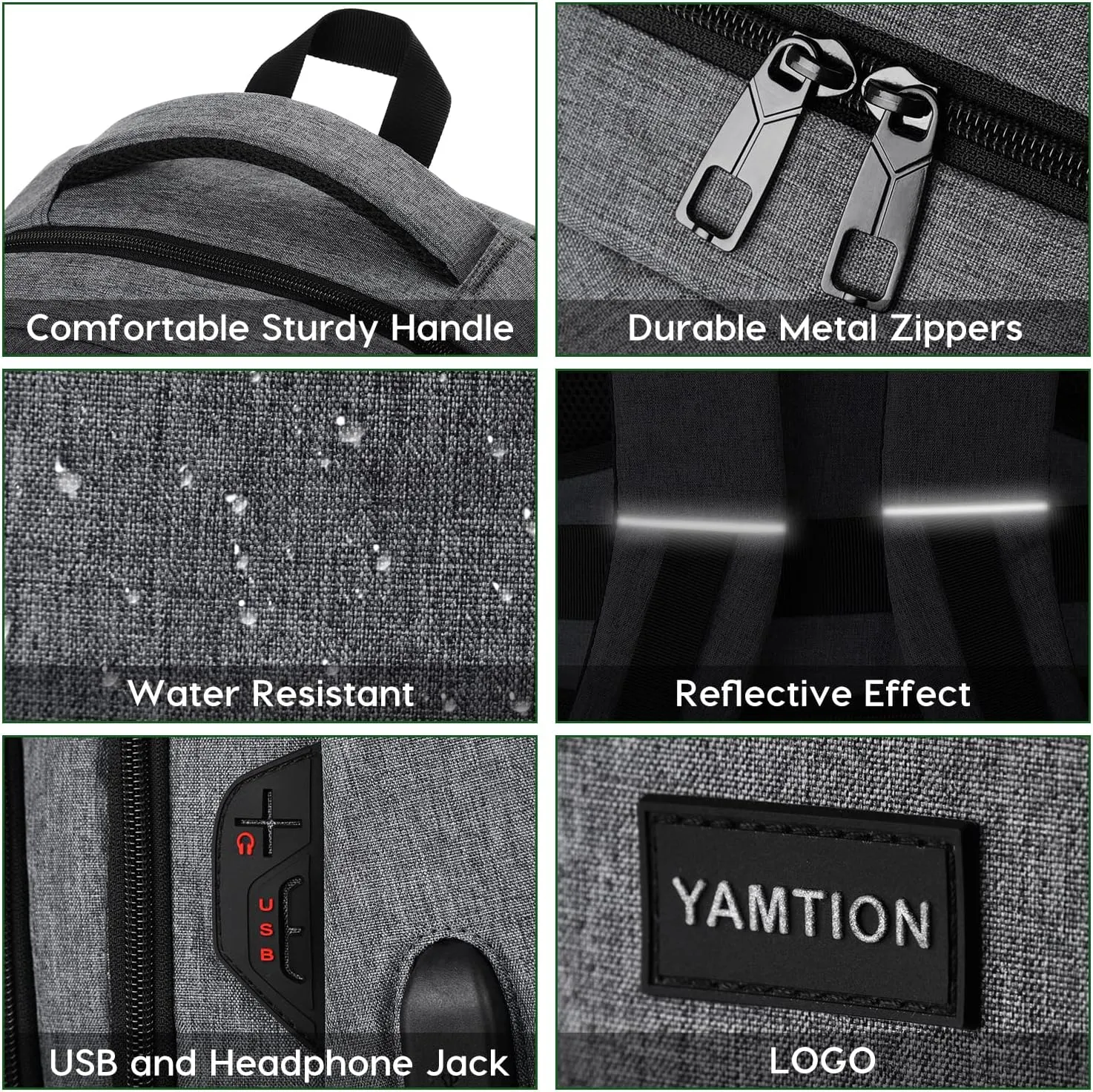 Dark Gray Backpack for Men and Women,School Backpack Bookbag for Teen Boys and Girls High School Laptop Backpack with USB for College Student Work Business