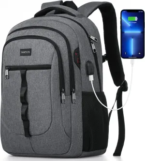 Dark Gray Backpack for Men and Women,School Backpack Bookbag for Teen Boys and Girls High School Laptop Backpack with USB for College Student Work Business