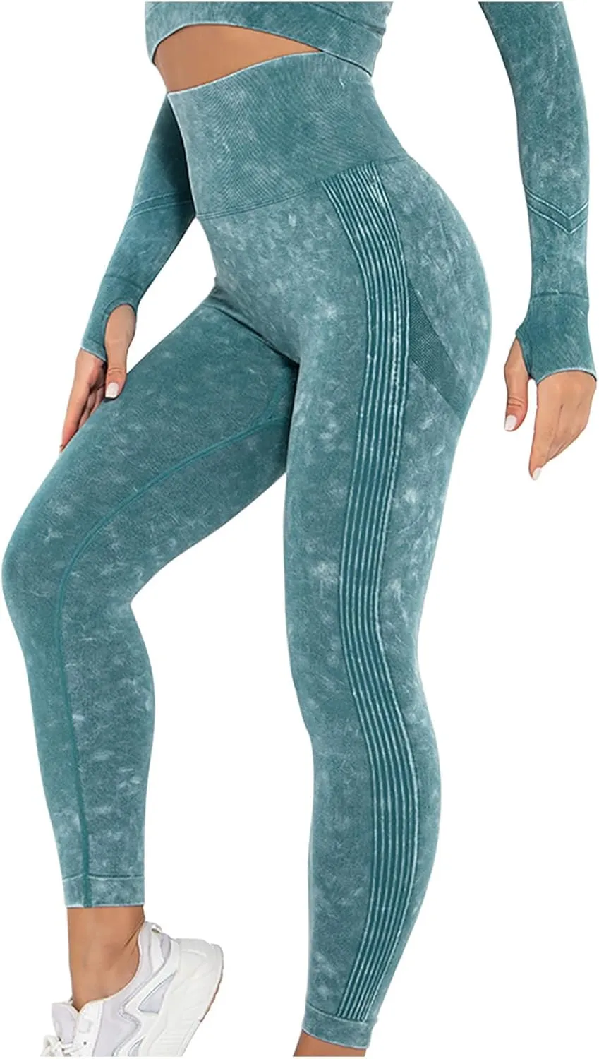 DASAYO Leggings for Women Ultra High Waisted Hip Lifting Tummy Control Workout Pant Side Strip Design Yoga Pants