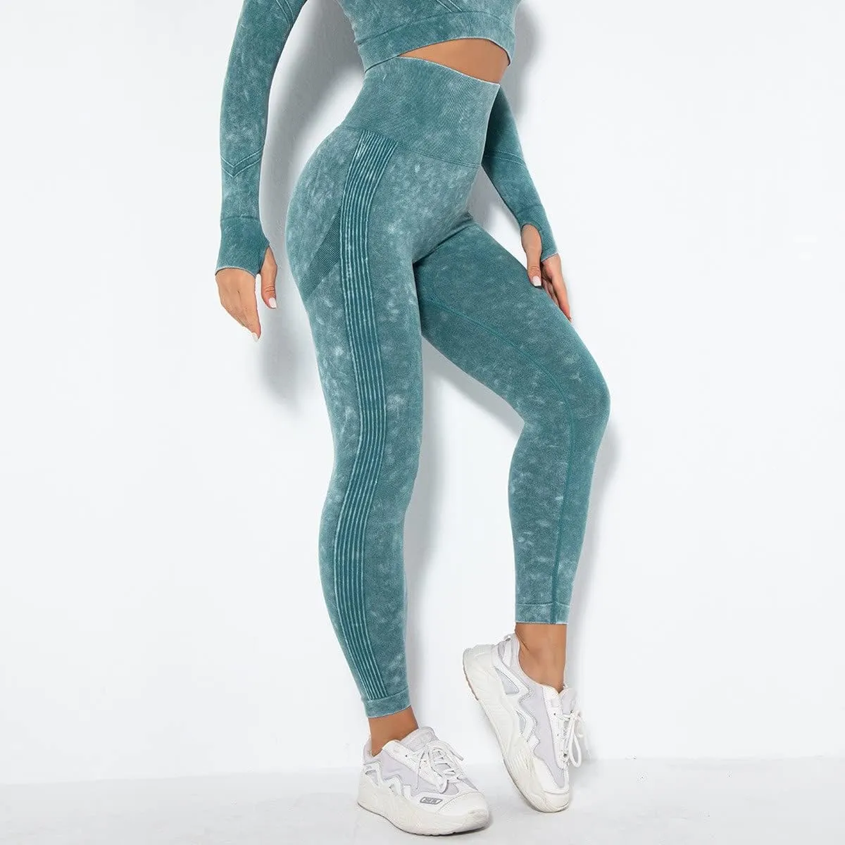 DASAYO Leggings for Women Ultra High Waisted Hip Lifting Tummy Control Workout Pant Side Strip Design Yoga Pants