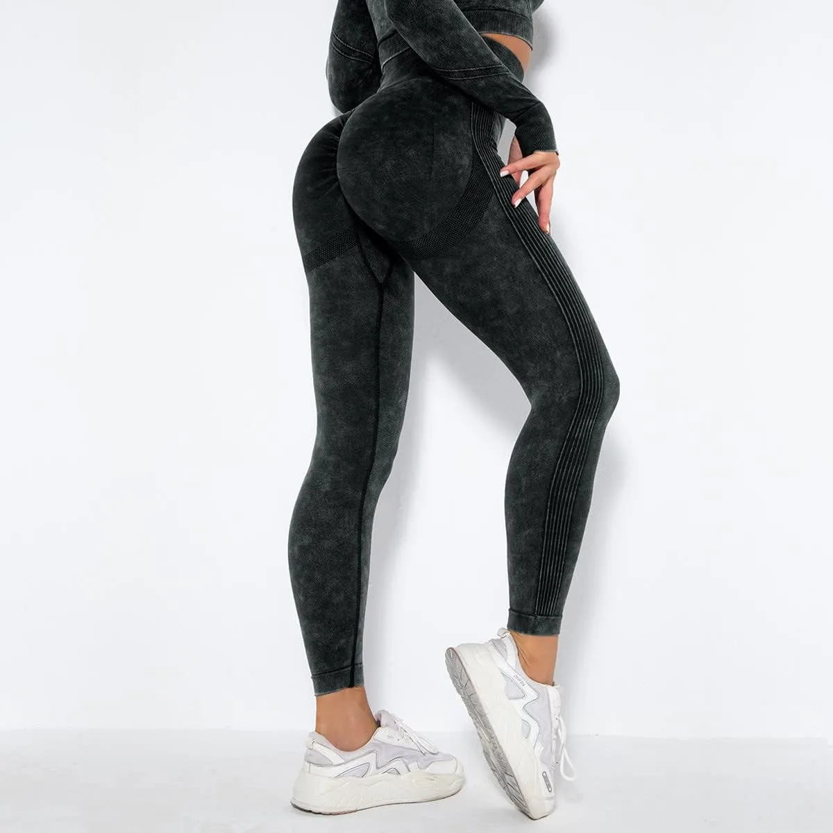 DASAYO Leggings for Women Ultra High Waisted Hip Lifting Tummy Control Workout Pant Side Strip Design Yoga Pants