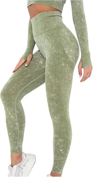 DASAYO Leggings for Women Ultra High Waisted Hip Lifting Tummy Control Workout Pant Side Strip Design Yoga Pants