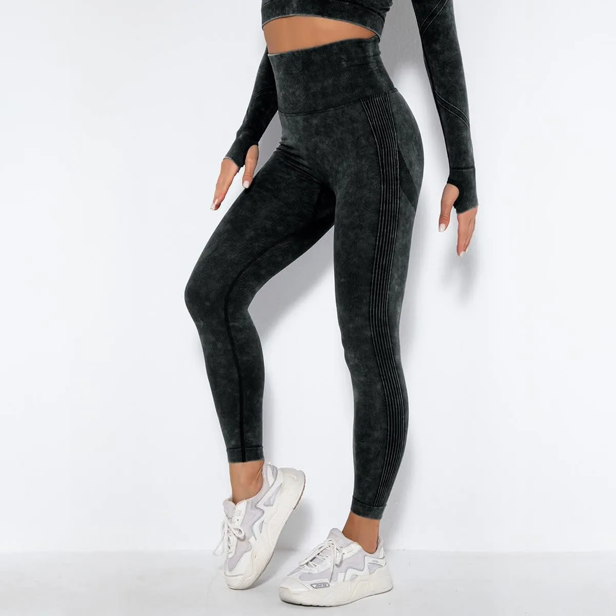 DASAYO Leggings for Women Ultra High Waisted Hip Lifting Tummy Control Workout Pant Side Strip Design Yoga Pants