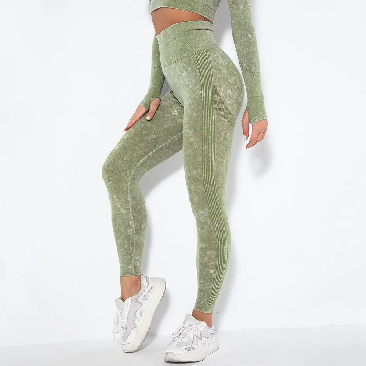 DASAYO Leggings for Women Ultra High Waisted Hip Lifting Tummy Control Workout Pant Side Strip Design Yoga Pants