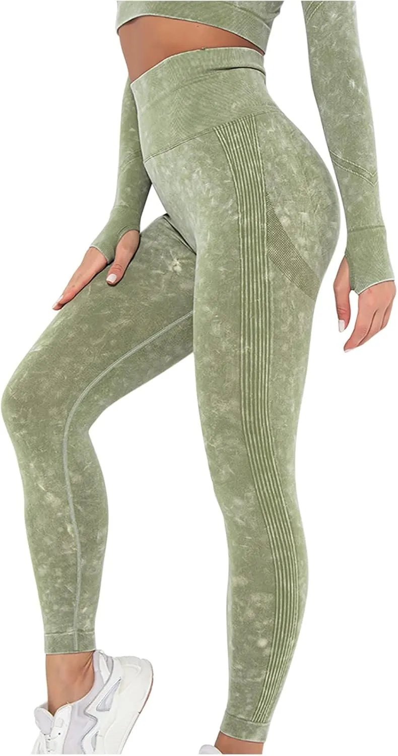 DASAYO Leggings for Women Ultra High Waisted Hip Lifting Tummy Control Workout Pant Side Strip Design Yoga Pants