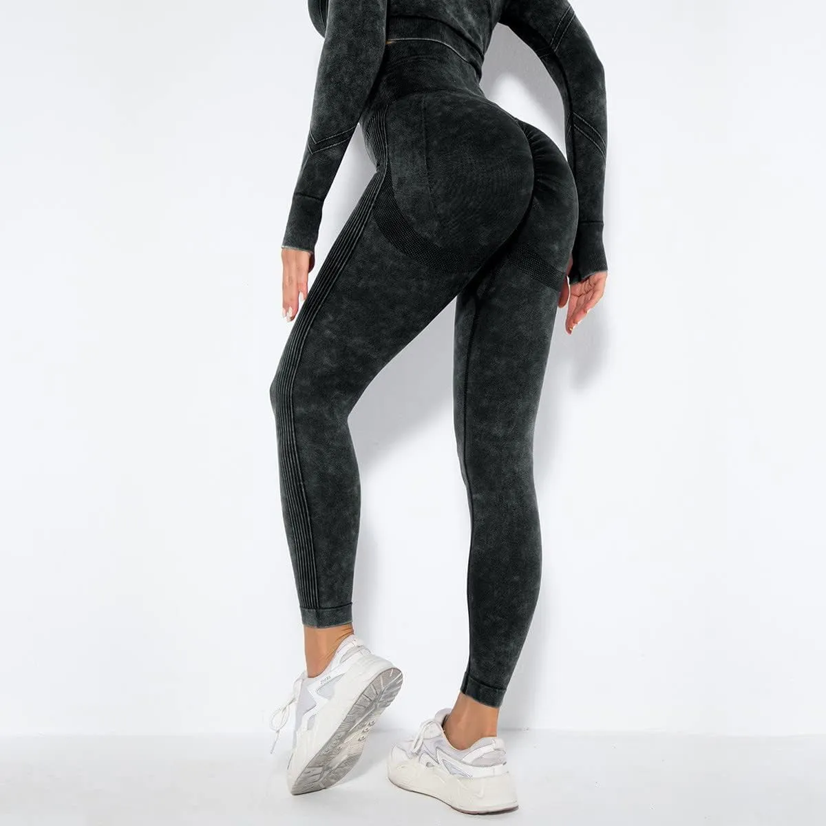 DASAYO Leggings for Women Ultra High Waisted Hip Lifting Tummy Control Workout Pant Side Strip Design Yoga Pants
