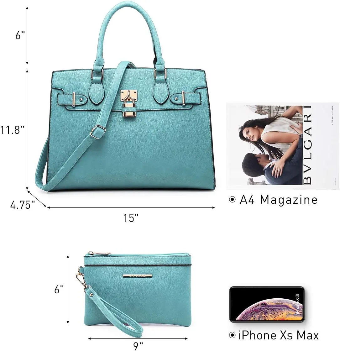 Dasein Women Handbags and Purses Ladies Shoulder Bag Top Handle Satchel Tote Work Bag with Matching Clutch