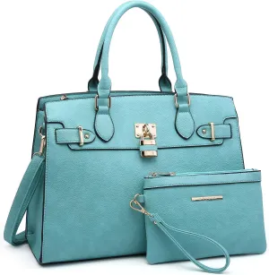 Dasein Women Handbags and Purses Ladies Shoulder Bag Top Handle Satchel Tote Work Bag with Matching Clutch