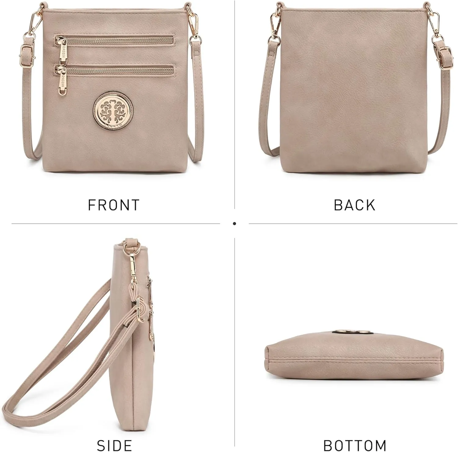 Dasein Women Small Crossbody Bag Lightweight Shoulder Purses Multi Zipper Pockets Phone Purse Handbag