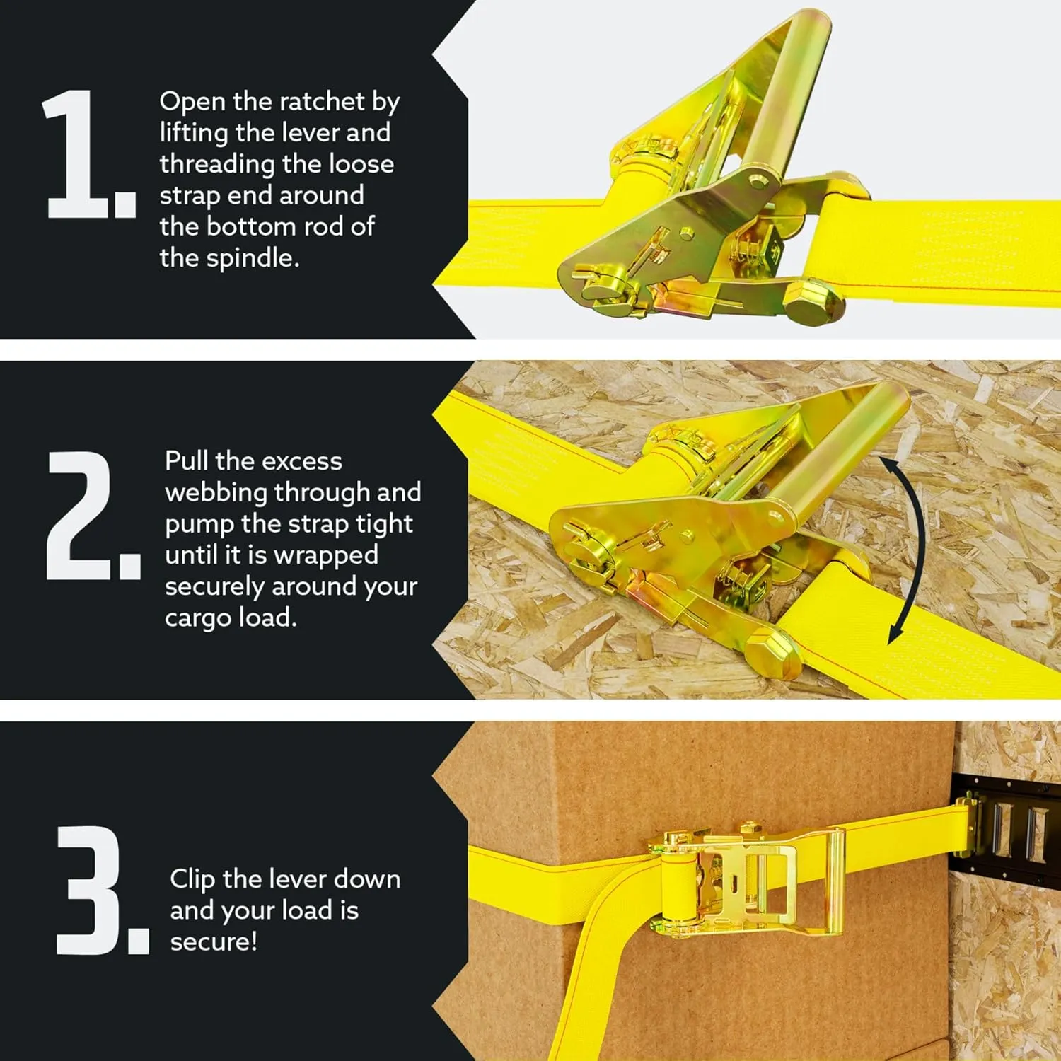 DC Cargo Mall E Track Ratchet Straps, Heavy Duty Cargo Tie-Down E Track Straps 2" x 12', (4 Pack, Yellow) E Track Spring Fittings Tie Down Motorcycle, Vans, Trucks, Trailers