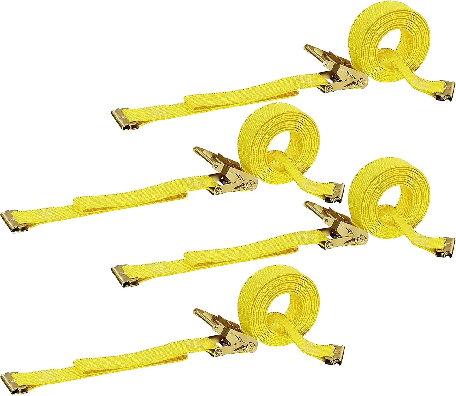 DC Cargo Mall E Track Ratchet Straps, Heavy Duty Cargo Tie-Down E Track Straps 2" x 12', (4 Pack, Yellow) E Track Spring Fittings Tie Down Motorcycle, Vans, Trucks, Trailers