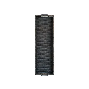 Decorative Rattan Tray with Metal Handles