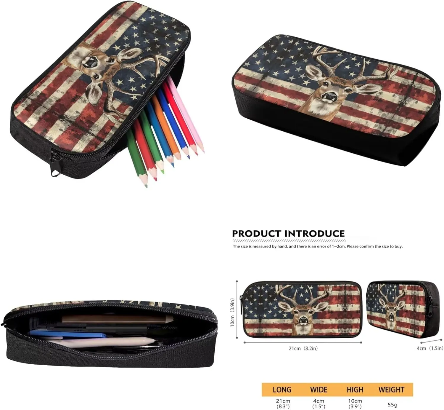 Deer School Backpack for Boys 7-10 10-12 Elementary School Bag with Lunch Bag Set with Pencil Case American Flag Bookbag Back To School Satchel Middle School Daypack