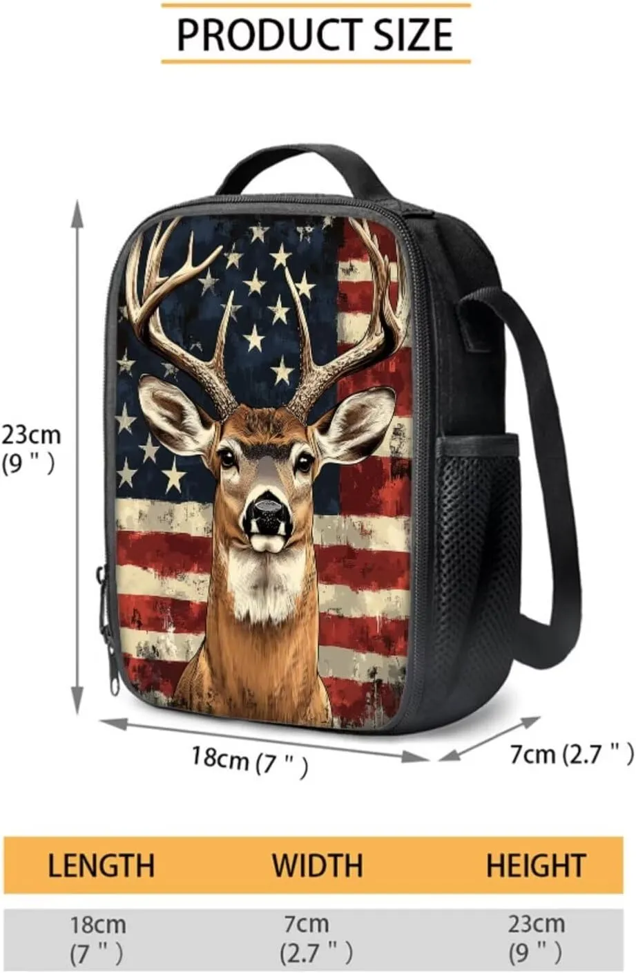 Deer School Backpack for Boys 7-10 10-12 Elementary School Bag with Lunch Bag Set with Pencil Case American Flag Bookbag Back To School Satchel Middle School Daypack