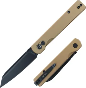 DEFCON Pocket Folding Knife- 3" Blade, CNC Aluminum Handle, Button Lock, with Thumb Stud Opener for EDC, Utility Knife for Men Women Gift - TD013 Operator (Gold)