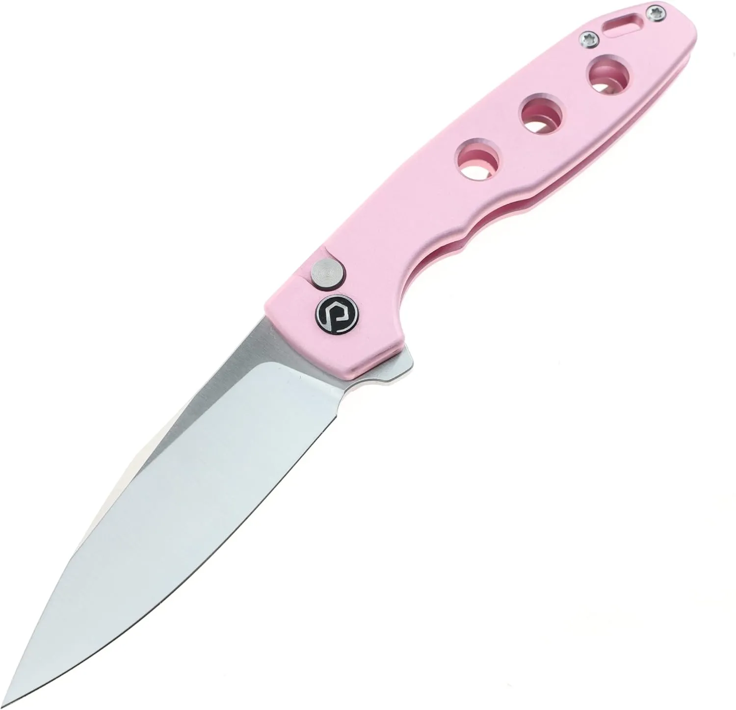 DEFCON Pocket Folding Knife- Button Lock with Thumb Stud Opener for EDC, 3.3" 14C28N Blade, Aluninum Handle, Utility Knife for Men Women Gift -TD016 Ghost- (Pink)