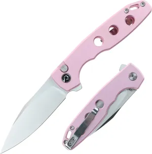 DEFCON Pocket Folding Knife- Button Lock with Thumb Stud Opener for EDC, 3.3" 14C28N Blade, Aluninum Handle, Utility Knife for Men Women Gift -TD016 Ghost- (Pink)