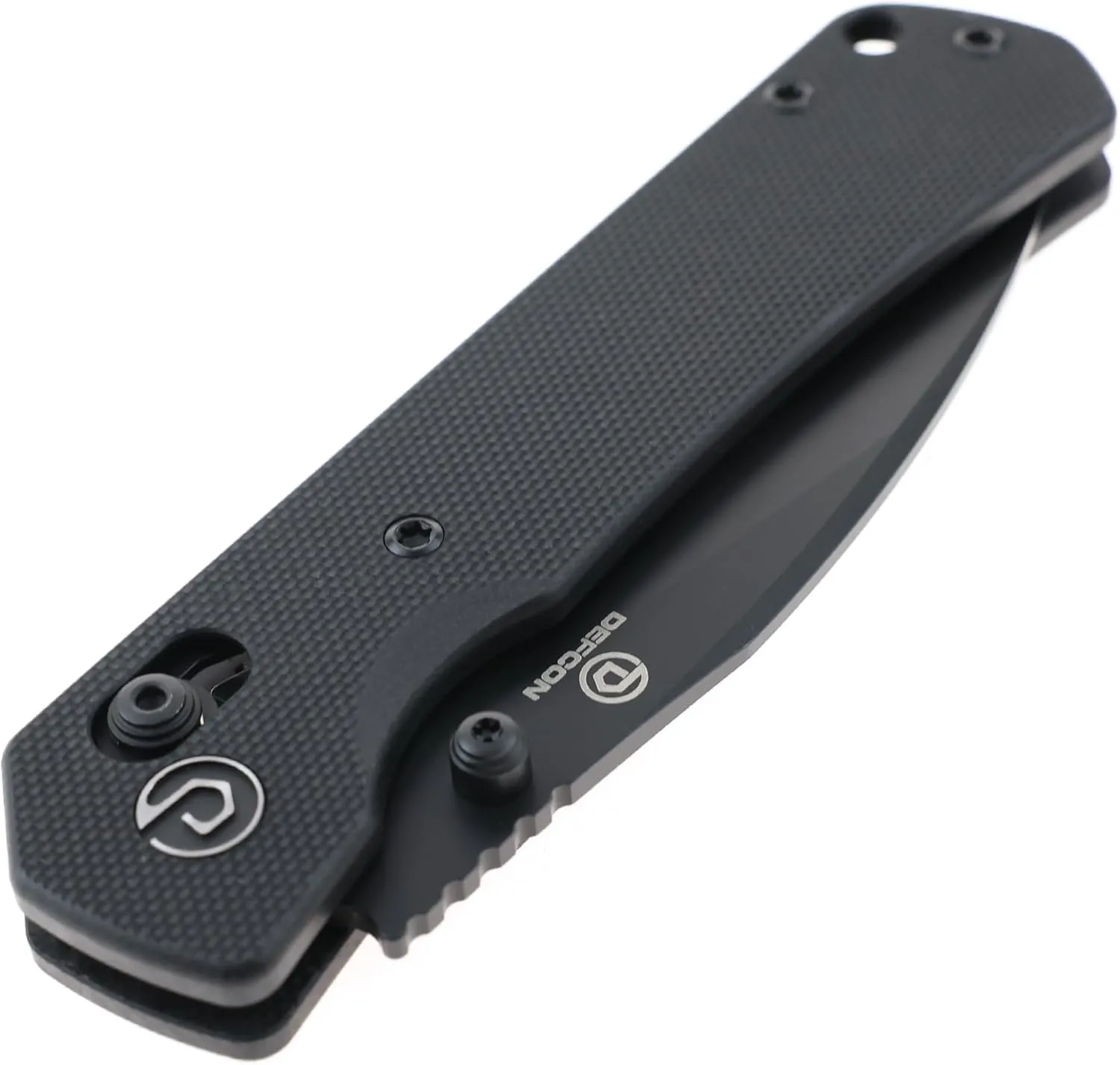 DEFCON Ultra Lite Series Folding Pocket Knife, 3.15" 14C28N Blade, 4" Handle, 2 oz overall weight, Axis Locking Mechanism, G10 Scale Handle, Pocket Clip, EDC (Black Drop Point)
