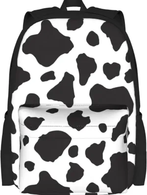 Delerain Cow Print Kids Backpack School Book Bag Travel Daypack Shoulder Bag 16 Inch Plus Lightweight Laptop Bag for 1-6th Grade Boys Girls Back to School