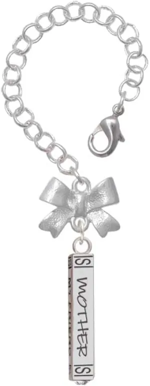Delight Jewelry Silvertone Mother Daughter Friends Forever Bar - Silvertone Bow Charm Accessory for Tumblers and Thermal Cups