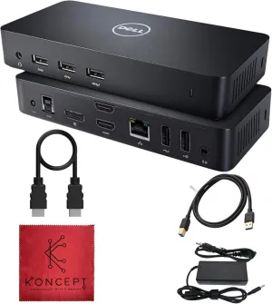 Dell D3100 Dock USB 3.0 Ultra HD/4K Triple Display - 1 Year Warranty - Dell Docking Station Dual Monitor with 65, HDMI & USB 3.0 Cable - Laptop & Computer Docking Station (Renewed)