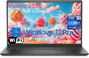 Dell Vostro 15 3530 15.6" 120Hz FHD Laptop Computer, 13th Gen Intel 10-Core i5-1334U (Beat i7-1250U), 16GB DDR4 RAM, 512GB PCIe SSD, WiFi, Bluetooth, RJ45, Type-C, HDMI, Carbon Black, Windows 11 Pro