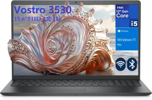 Dell Vostro 15 3530 Laptop Computer - 15.6-inch FHD 120Hz Display, Intel Core i5-1334U Processor, 16GB DDR4 RAM, 512GB PCIe SSD, WiFi, Bluetooth, RJ45, Type-C, HDMI, Carbon Black, Windows 11 Pro