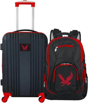 Denco Eastern Washington University Eagles 2-Piece Luggage Set, Includes 21-inch Two-Tone Hardcase Spinner and 19" Laptop Backpack