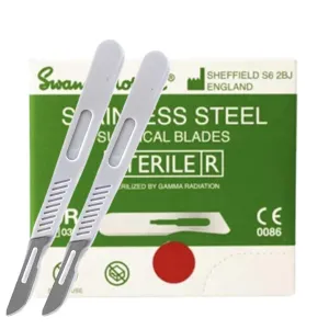 Dermaplaning Kit with (Swann)-(Morton) (10) R Dermaplaning Blades (100ct.) - 2 ABS Plastic Light Weight Reusable Handles and Disposable Scalpels Blades (2 Handles & 100 Blades)
