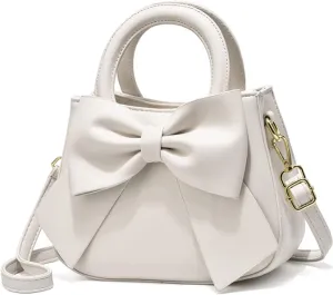 Designer Small Handbags for Women with Top Carry Handle and Cute Bow Knot,Leather Purses and Over-Shoulder Strap