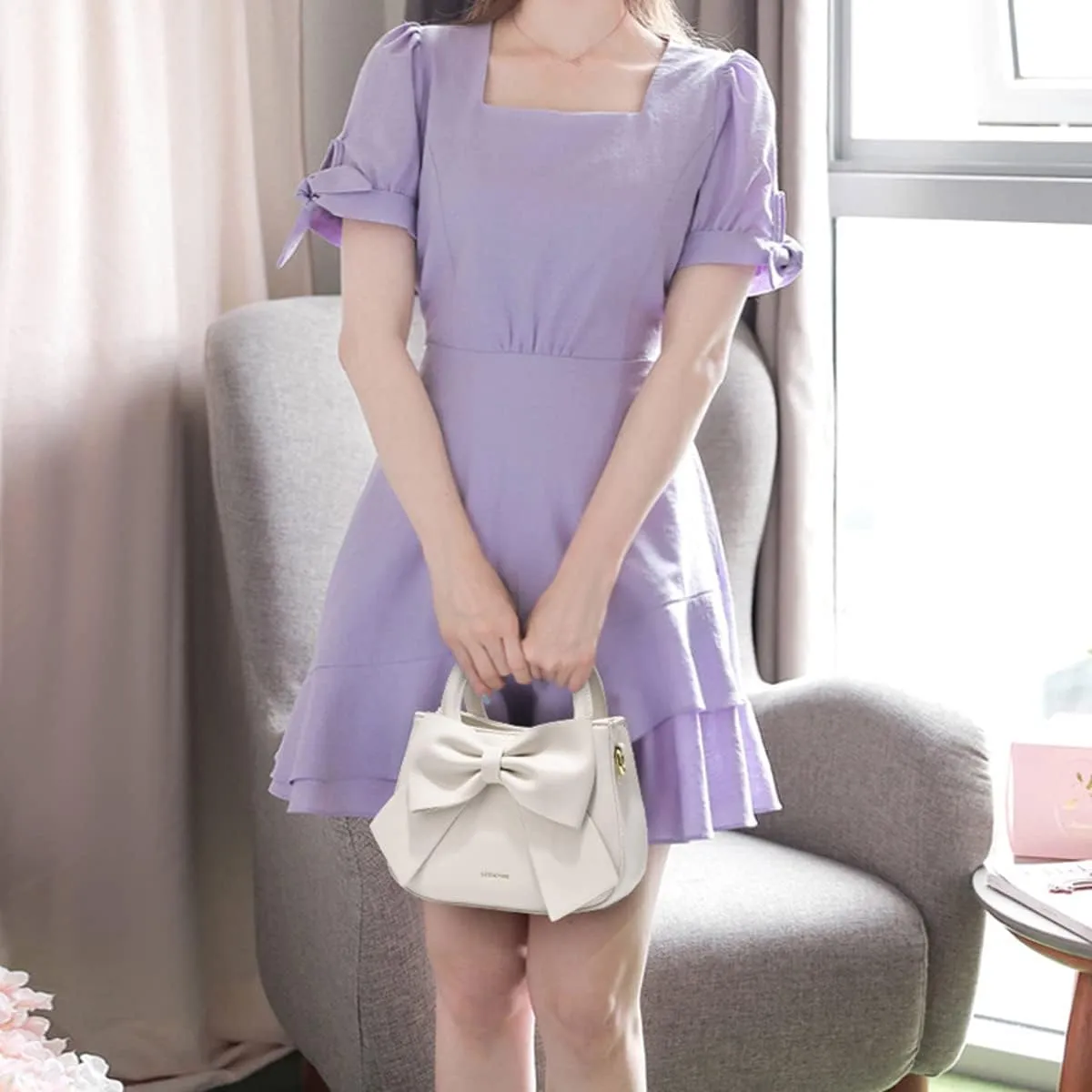 Designer Small Handbags for Women with Top Carry Handle and Cute Bow Knot,Leather Purses and Over-Shoulder Strap