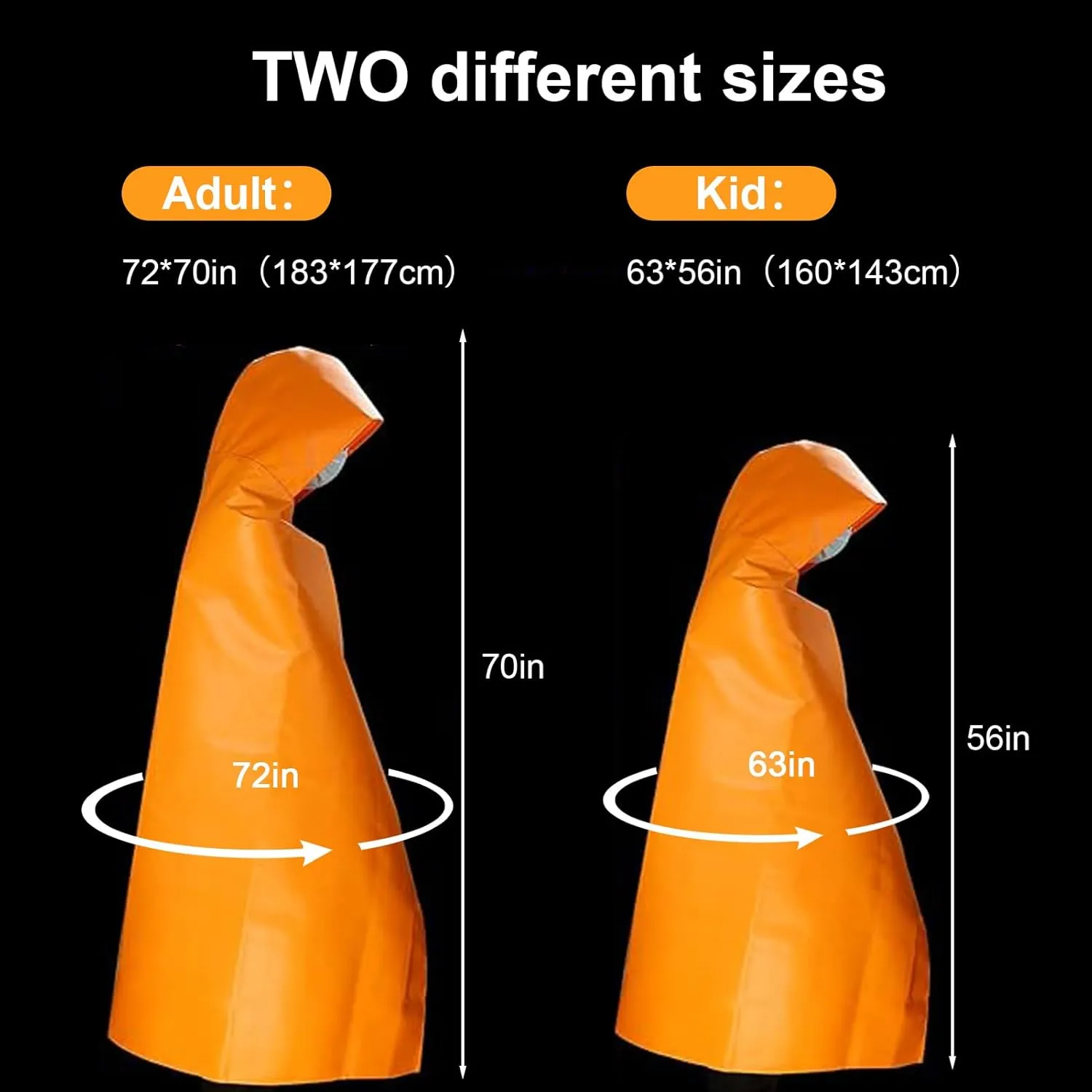 DIBBATU Fireproof Cloak, Fire Escape Cloak, Extra Big Fireproof Fiber Cape, Emergency Used as A Fire Blanket, Head Protection Fire Escape Suit for Household, Office Home (Orange, 63 * 56in)