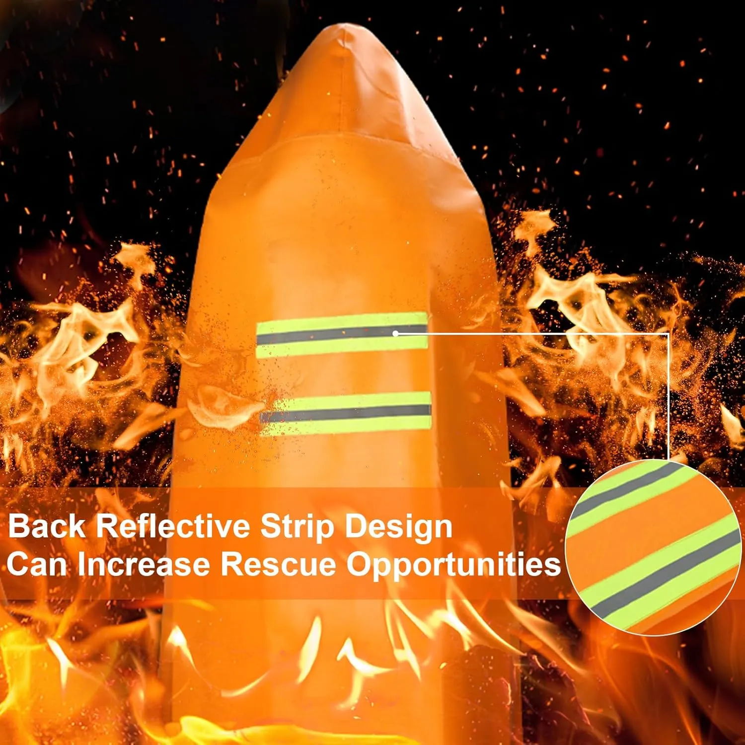 DIBBATU Fireproof Cloak, Fire Escape Cloak, Extra Big Fireproof Fiber Cape, Emergency Used as A Fire Blanket, Head Protection Fire Escape Suit for Household, Office Home (Orange, 63 * 56in)