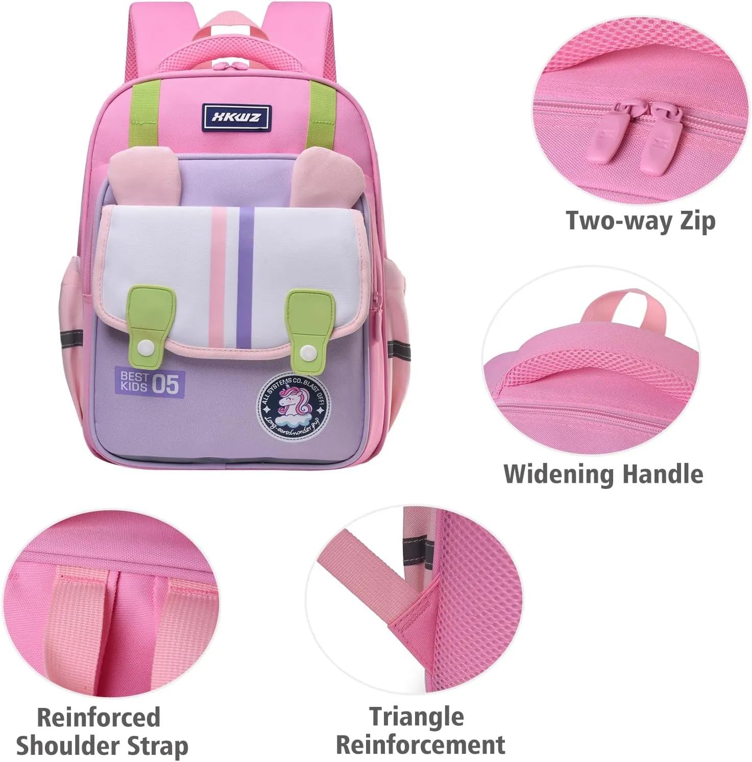 Digi4U Kids Backpack for School,Girls Backpack for Elementary Student,Lightweight School Backpack for Boys and Girls(Pink Backpack), Medium