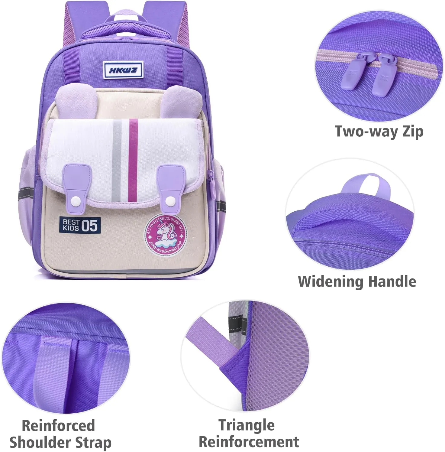 Digi4U Kids Backpack for School,Girls Backpack for Elementary Students,Lightweight School Backpack for Boys and Girls (Purple Backpack)