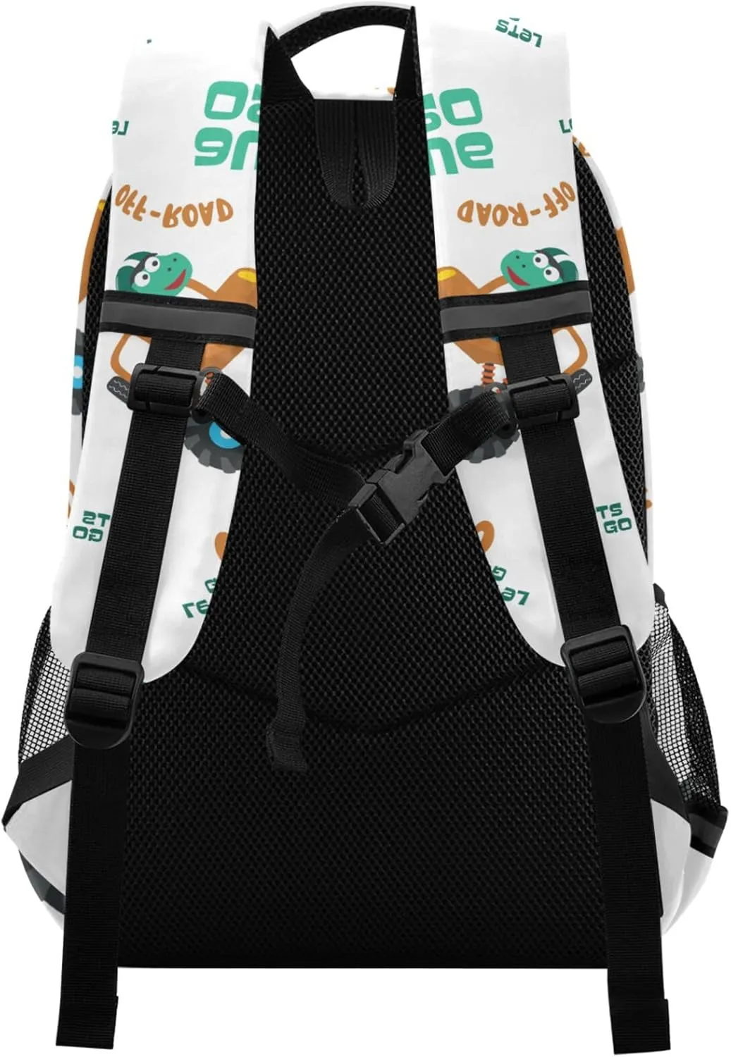 Dinosaurs Riding Monster Truck School Backpack Laptop Bag Off-road Car Shoulder Bookbag Casual Travel Camping Daypack Safe Reflective Stripes Large Capacity