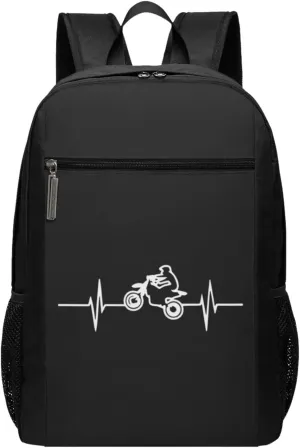 Dirtbike Heartbeat Travel Laptop Backpack, Business Anti Theft Slim Sturdy Laptops Backpacks, College Computer Bag Gift for Men & Women Fits 17 Inch Notebook,Black