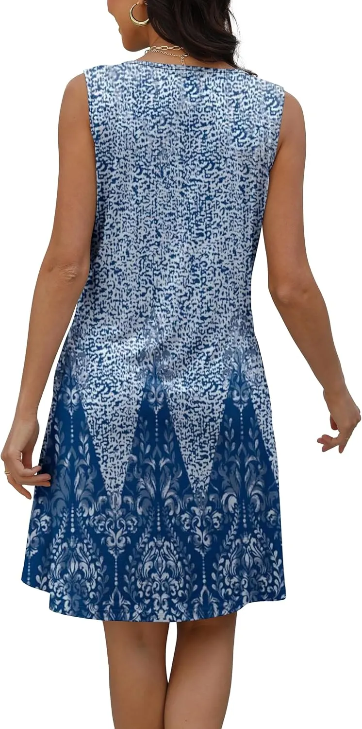 Disamer Beach Dresses for Women 2025 Vacation Swim Cover up V-Neck Summer Dress Button Down Sleeveless Boho Floral Sundress