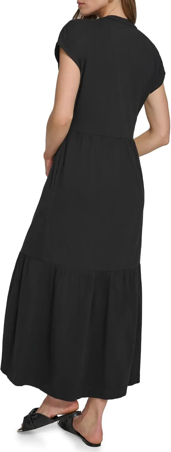 DKNY womens Casual Notch Neck Cap Sleeve Dress