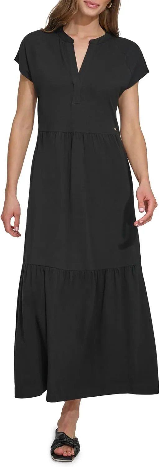 DKNY womens Casual Notch Neck Cap Sleeve Dress