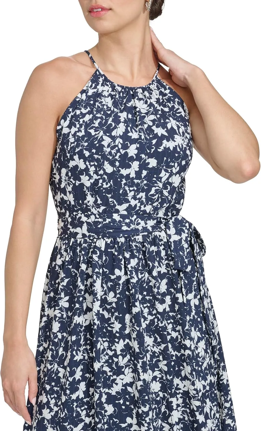 DKNY Women's Flutter Sleeve V-Neck Dress