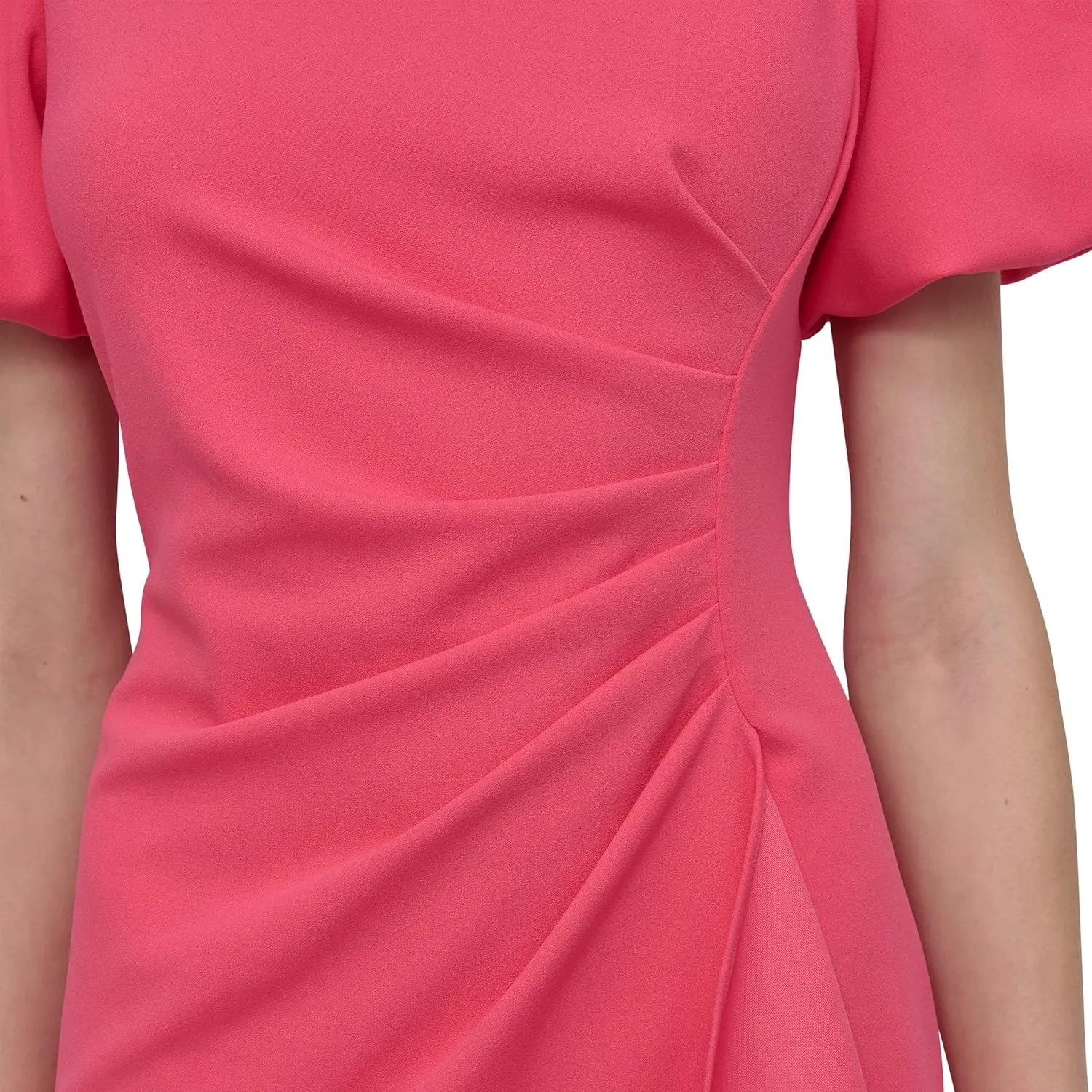 DKNY womens Short Sleeve Boat Neck Side Ruched Dress