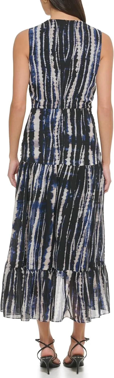DKNY womens V-neck Twist Front Sleeveless Dress